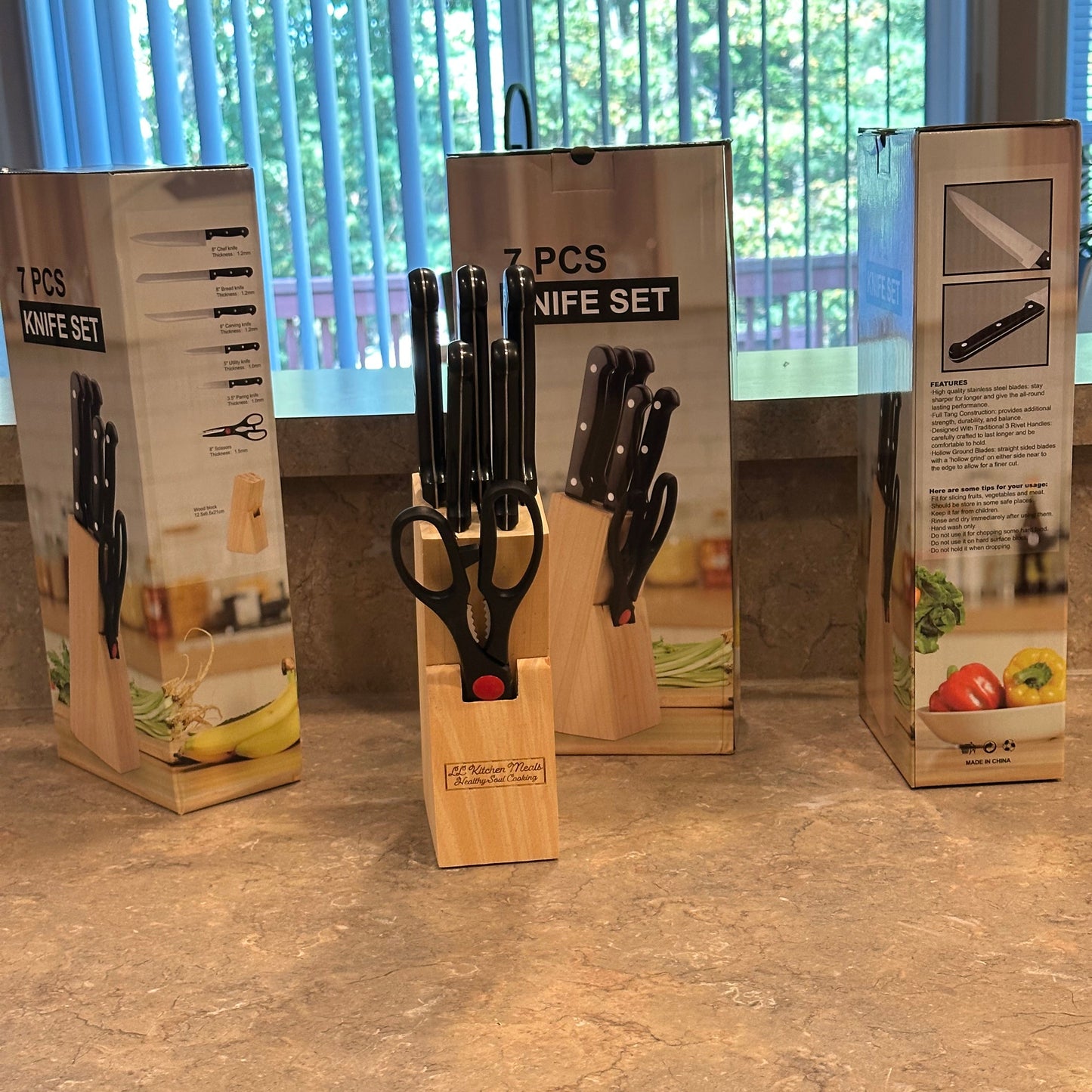 7 Piece Knife Set with Bamboo Block