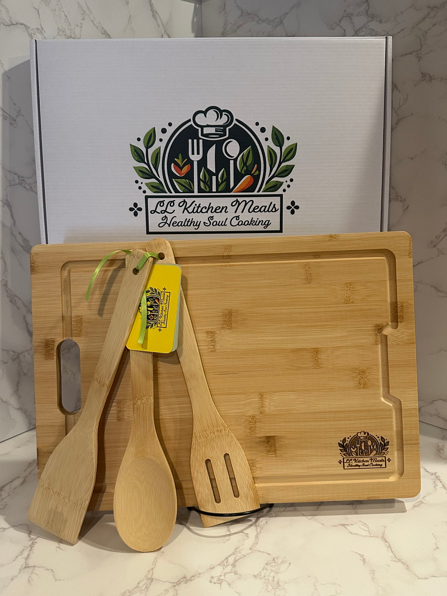 Bamboo Bliss Cutting Board with Utensils