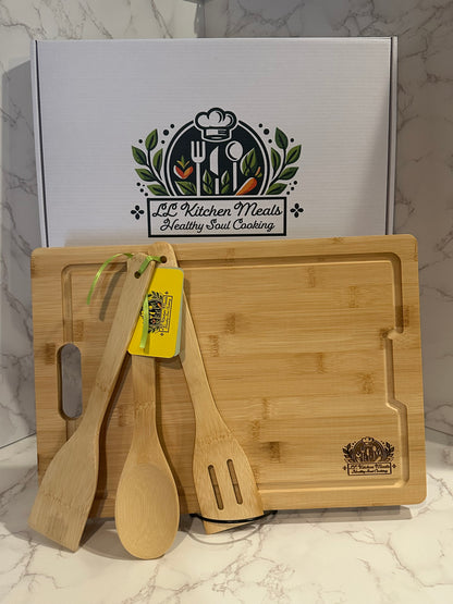 Bamboo Bliss Cutting Board with Utensils