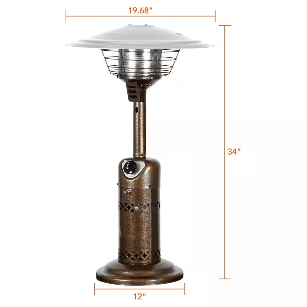 Portable Patio Heater, Outdoor Propane Table Top Heater, Bronze