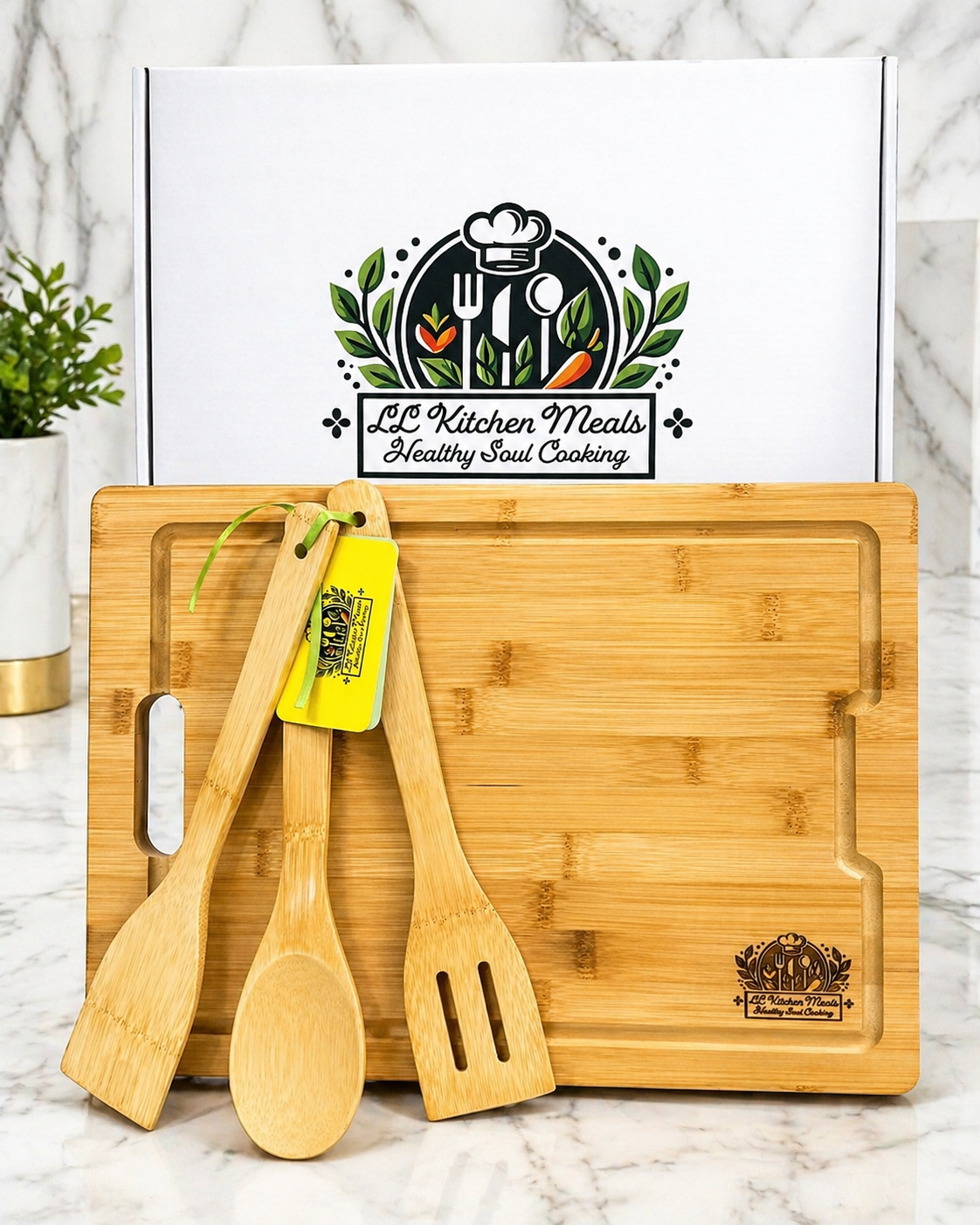Bamboo Bliss Cutting Board with Utensils