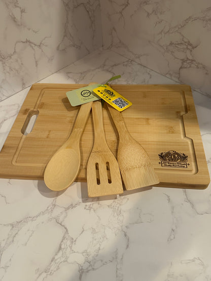 Bamboo Bliss Cutting Board with Utensils