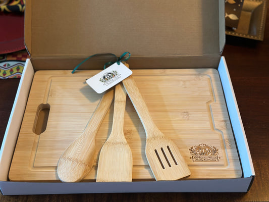 Bamboo Bliss Cutting Board with Utensils