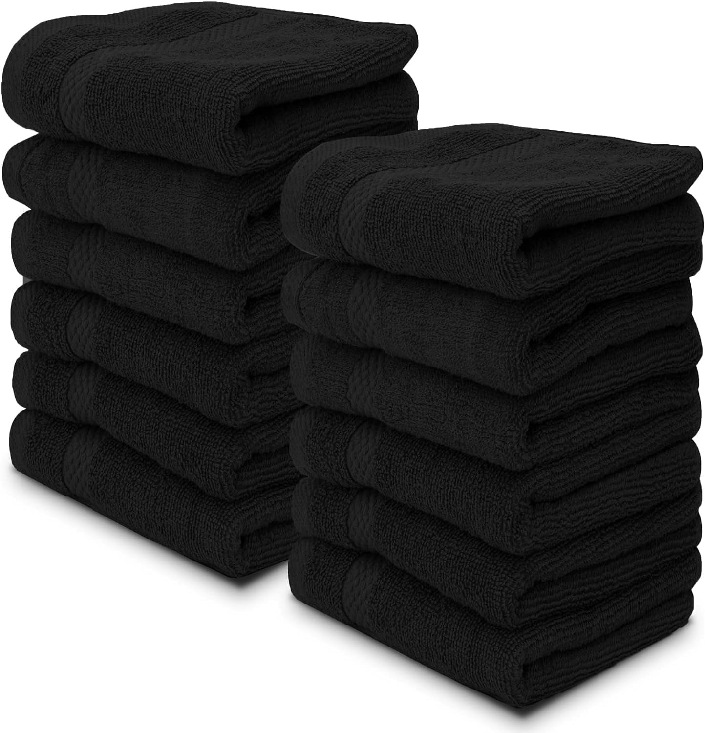 Luxury Cotton Washcloths - Makeup Removal Face Towel Set | 12 Pack | Black