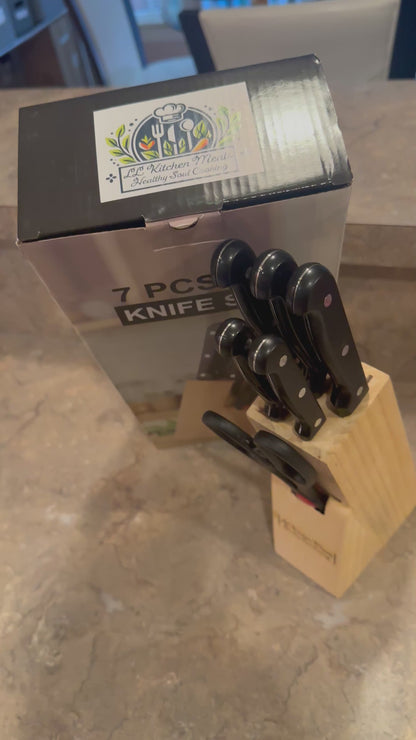 7 Piece Knife Set with Bamboo Block